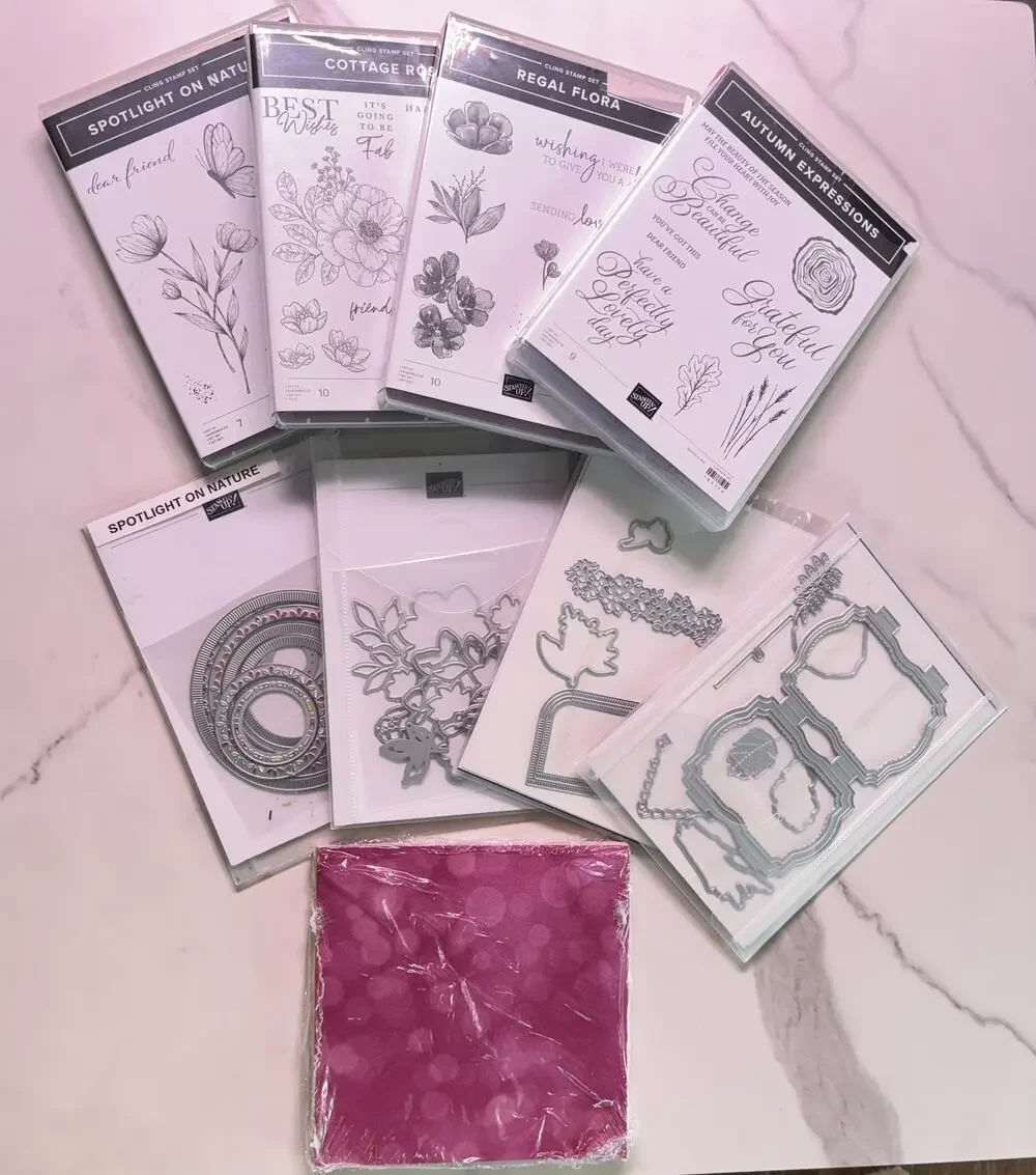 Stampin Up Lot 4 Stamp Sets Matching Dies 8pc Bundle Regal Flora Nature